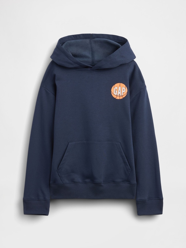 Gap Navy Relaxed Graphic Hoodie (4-13yrs) - Image 1 of 3