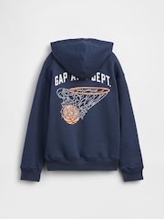 Gap Navy Relaxed Graphic Hoodie (4-13yrs) - Image 2 of 3