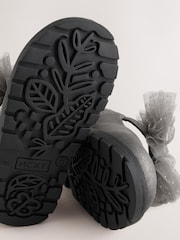 Pewter Silver Shimmer Standard Fit (F) Chunky Bow Mary Jane Shoes - Image 5 of 5