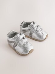 Srebrny metaliczny - Niemowlęce buty sportowe zapinane na rzep - Obraz 1 z 5