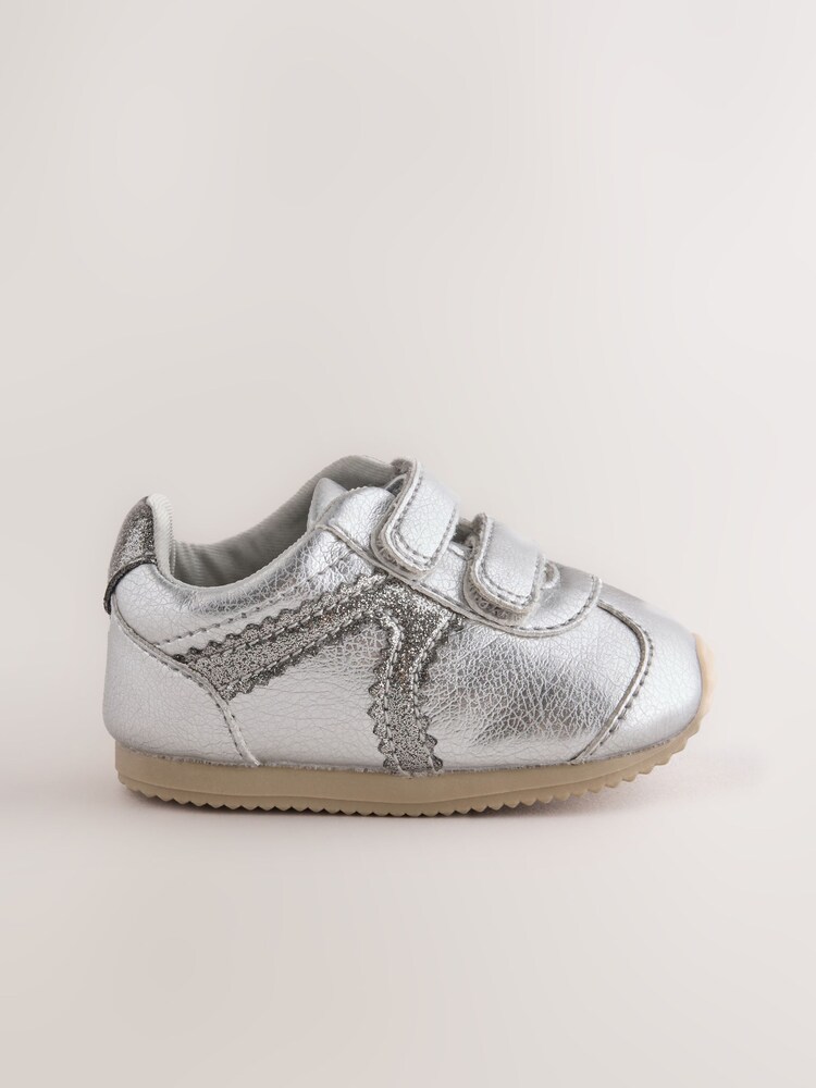 Srebrny metaliczny - Niemowlęce buty sportowe zapinane na rzep - Obraz 2 z 5