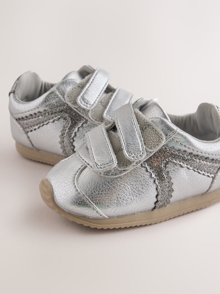 Srebrny metaliczny - Niemowlęce buty sportowe zapinane na rzep - Obraz 5 z 5