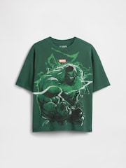 Green The Hulk - Gap Marvel Oversized Graphic Short Sleeve T-Shirt (4-13yrs) - Bild 1 von 3