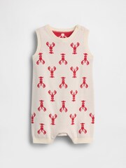 Gap Cream Pretty Bow Lobster Knitted Short One-Piece (0-24mths) - Image 1 of 2
