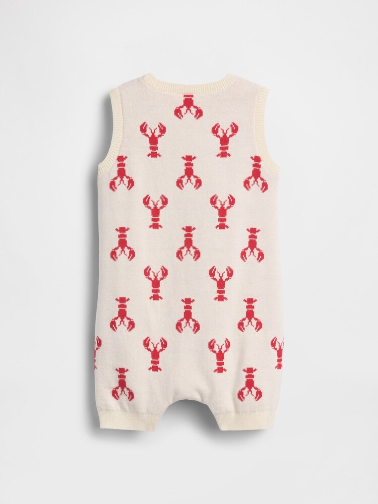 Gap Cream Pretty Bow Lobster Knitted Short One-Piece (0-24mths) - Image 2 of 2