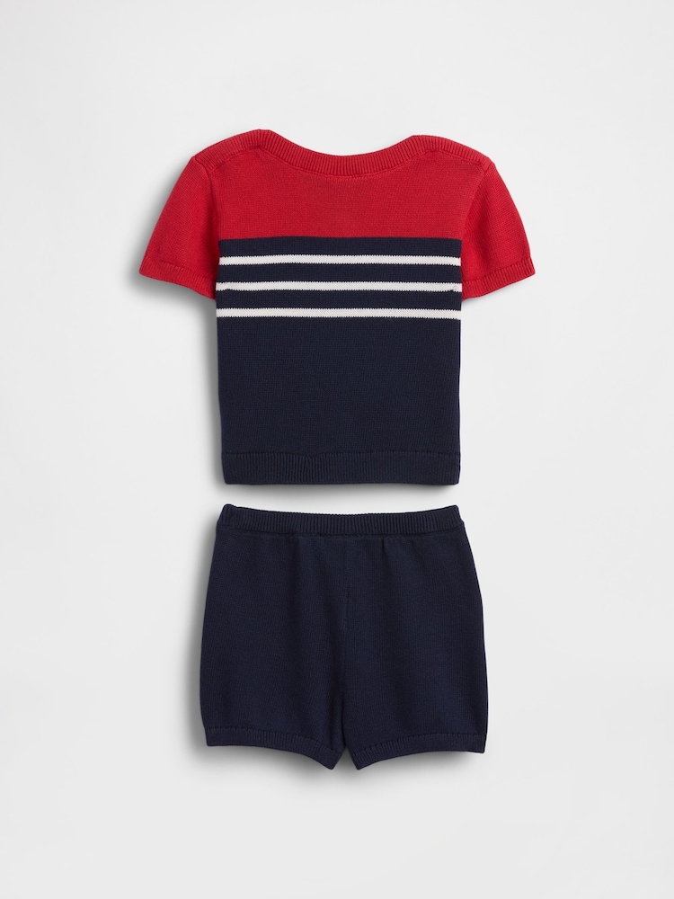 Gap Navy/Red Colourblock Jumper Outfit Set (0-24mths) - Image 2 of 2