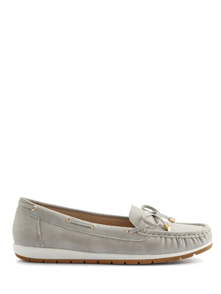 Pavers Grey Bow Detailed Moccasins Shoes - Image 1 of 5