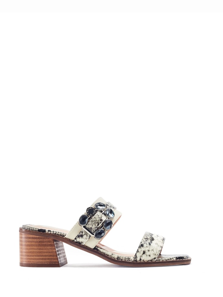 Moda in Pelle Grey Mallorie Semi Precious Buckle Mule Sandals - Image 1 of 4