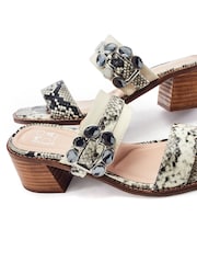 Moda in Pelle Grey Mallorie Semi Precious Buckle Mule Sandals - Image 3 of 4