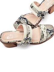 Moda in Pelle Grey Mallorie Semi Precious Buckle Mule Sandals - Image 4 of 4