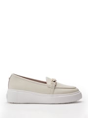 Moda in Pelle White Ettala Wedge Hybrid Loafer Trainers - Image 1 of 4