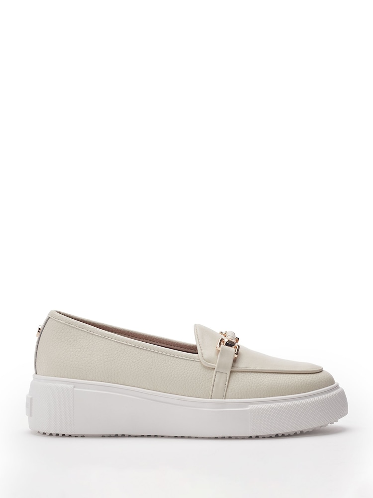 Moda in Pelle White Ettala Wedge Hybrid Loafer Trainers - Image 1 of 4
