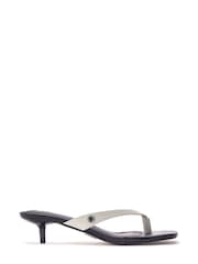 Moda in Pelle Black Melodi Kitten Heel Toe Post Sandals - Image 1 of 4