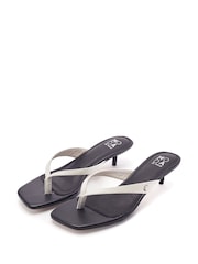 Moda in Pelle Black Melodi Kitten Heel Toe Post Sandals - Image 2 of 4