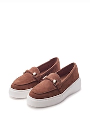 Moda in Pelle Brown Ettala Wedge Hybrid Loafer Trainers - Image 2 of 4