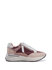 Moda in Pelle Pink Beeli Lace Up Leather Trainers On Wedge Sole With Zip - Image 1 of 3