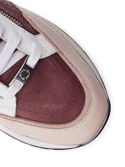 Moda in Pelle Pink Beeli Lace Up Leather Trainers On Wedge Sole With Zip - Image 2 of 3