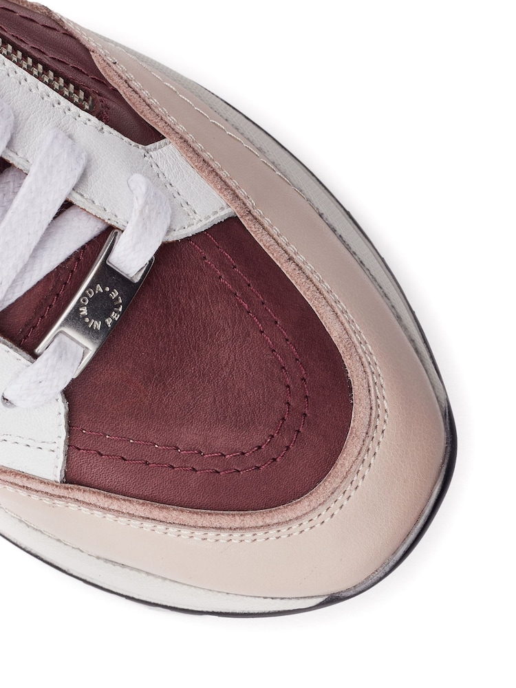 Moda in Pelle Pink Beeli Lace Up Leather Trainers On Wedge Sole With Zip - Image 2 of 3