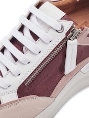 Moda in Pelle Pink Beeli Lace Up Leather Trainers On Wedge Sole With Zip - Image 3 of 3