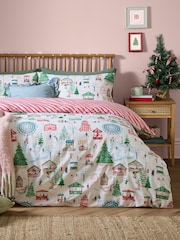 Furn Multi Winter Woodland Reversible Christmas Duvet Cover and Pillowcase Set - Image 1 of 4