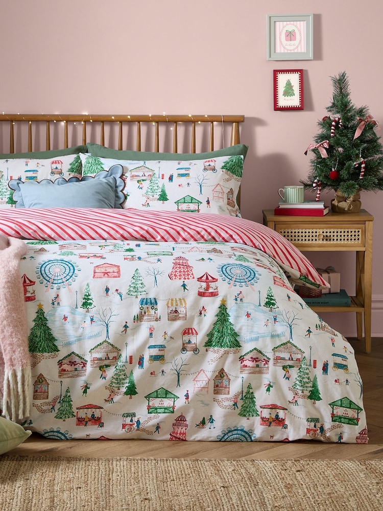 Furn Multi Winter Woodland Reversible Christmas Duvet Cover and Pillowcase Set - Image 1 of 4 Furn Multi Winter Woodland Reversible Christmas Duvet Cover and Pillowcase Set - Image 1 of 4
