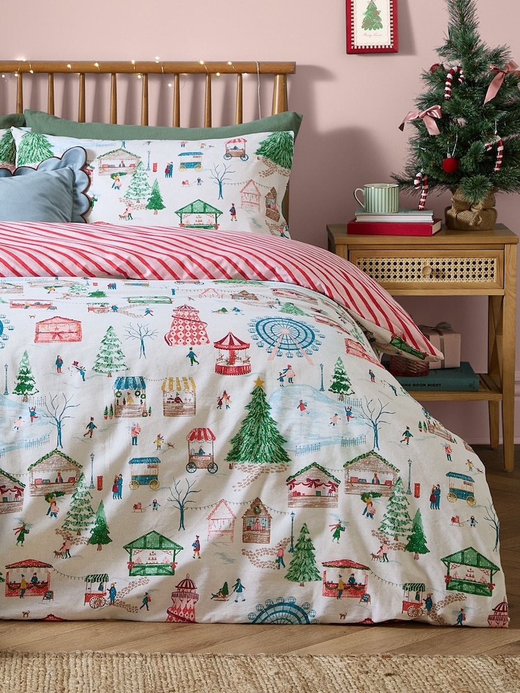 Furn Multi Winter Woodland Reversible Christmas Duvet Cover and Pillowcase Set - Image 4 of 4 Furn Multi Winter Woodland Reversible Christmas Duvet Cover and Pillowcase Set - Image 4 of 4
