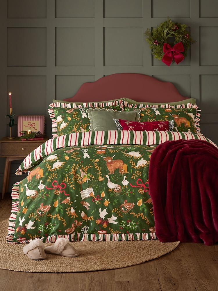 Furn Twelve Days Reversible Christmas Duvet Cover and Pillowcase Set - Imagen 1 de 4 Furn Twelve Days Reversible Christmas Duvet Cover and Pillowcase Set - Imagen 1 de 4