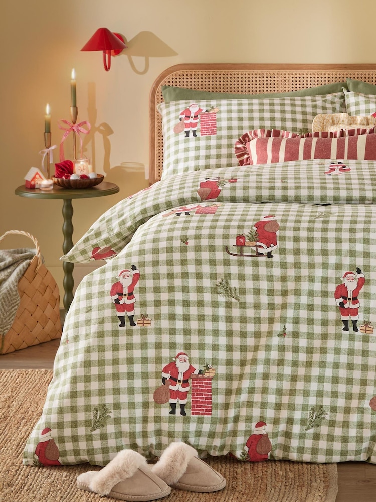 Wylder Forest Santa Country Check Reversible Duvet Cover and Pillowcase Set - Image 3 of 3 Wylder Forest Santa Country Check Reversible Duvet Cover and Pillowcase Set - Image 3 of 3