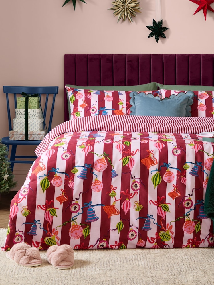 Furn Berry Christmas Ornaments Reversible Duvet Cover and Pillowcase Set - Image 1 of 4 Furn Berry Christmas Ornaments Reversible Duvet Cover and Pillowcase Set - Image 1 of 4