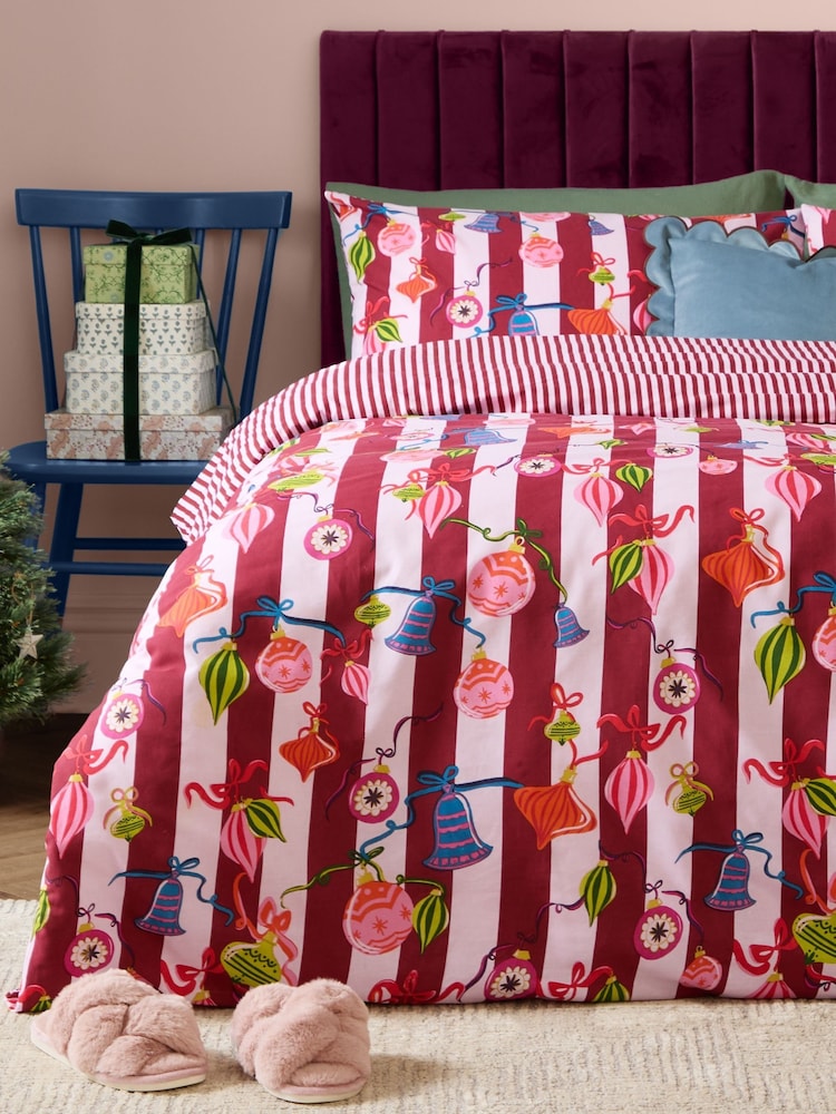 Furn Berry Christmas Ornaments Reversible Duvet Cover and Pillowcase Set - Image 4 of 4 Furn Berry Christmas Ornaments Reversible Duvet Cover and Pillowcase Set - Image 4 of 4