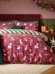 Furn Feline Festive Reversible Duvet Cover and Pillowcase Set - Obrázek 1 z 4