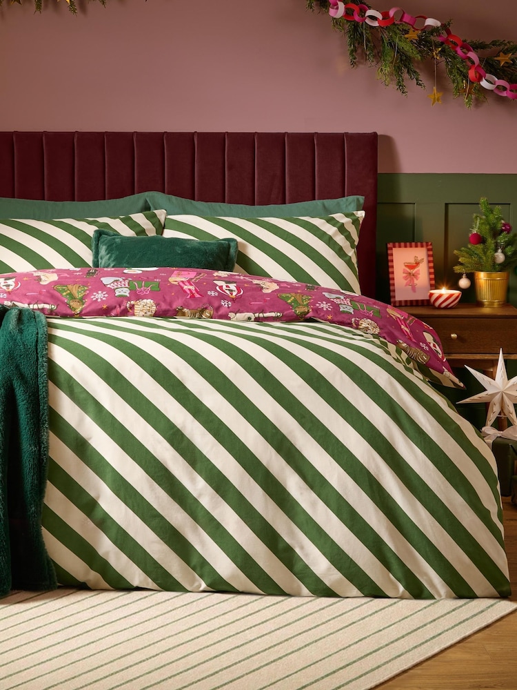 Furn Feline Festive Reversible Duvet Cover and Pillowcase Set - Obrázek 2 z 4