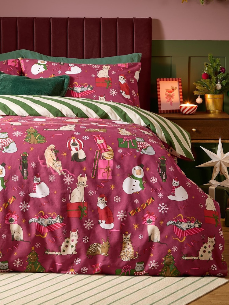 Furn Feline Festive Reversible Duvet Cover and Pillowcase Set - Obrázek 4 z 4