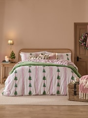 Wylder Spruce Stripe Reversible Christmas Duvet Cover and Pillowcase Set - Billede 1 af 3