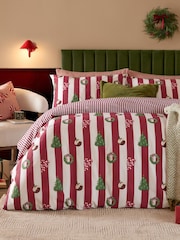 Furn Christmas Icon Stripe Reversible Duvet Cover and Pillowcase Set - Bild 1 von 4