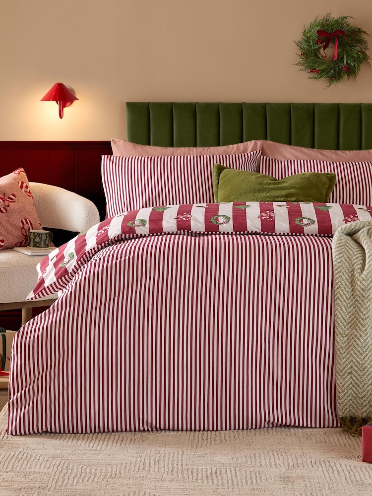 Furn Christmas Icon Stripe Reversible Duvet Cover and Pillowcase Set - Bild 2 von 4 Furn Christmas Icon Stripe Reversible Duvet Cover and Pillowcase Set - Bild 2 von 4