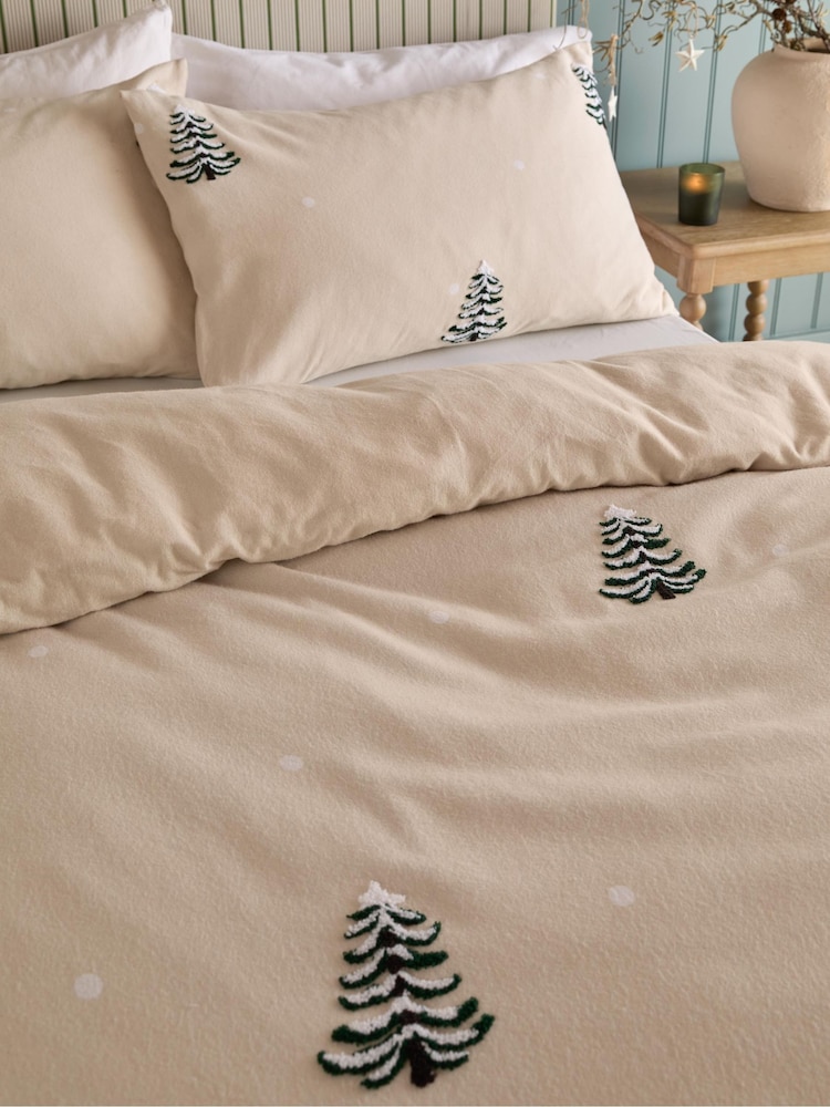 Furn Natural Loop Tuft Christmas Pine Tree Reversible Duvet Cover and Pillowcase Set - Image 2 of 4 Furn Natural Loop Tuft Christmas Pine Tree Reversible Duvet Cover and Pillowcase Set - Image 2 of 4