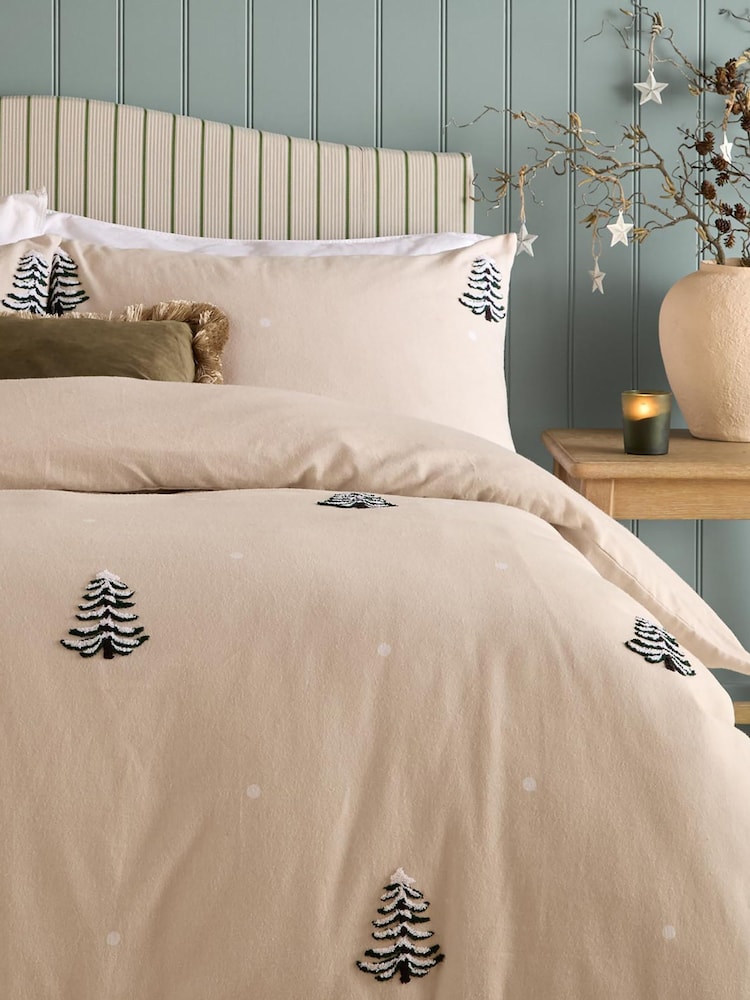 Furn Natural Loop Tuft Christmas Pine Tree Reversible Duvet Cover and Pillowcase Set - Image 4 of 4 Furn Natural Loop Tuft Christmas Pine Tree Reversible Duvet Cover and Pillowcase Set - Image 4 of 4