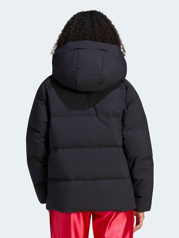 adidas Black Helionic Down Puffer Hooded Jacket - Image 2 of 6 adidas Black Helionic Down Puffer Hooded Jacket - Image 2 of 6