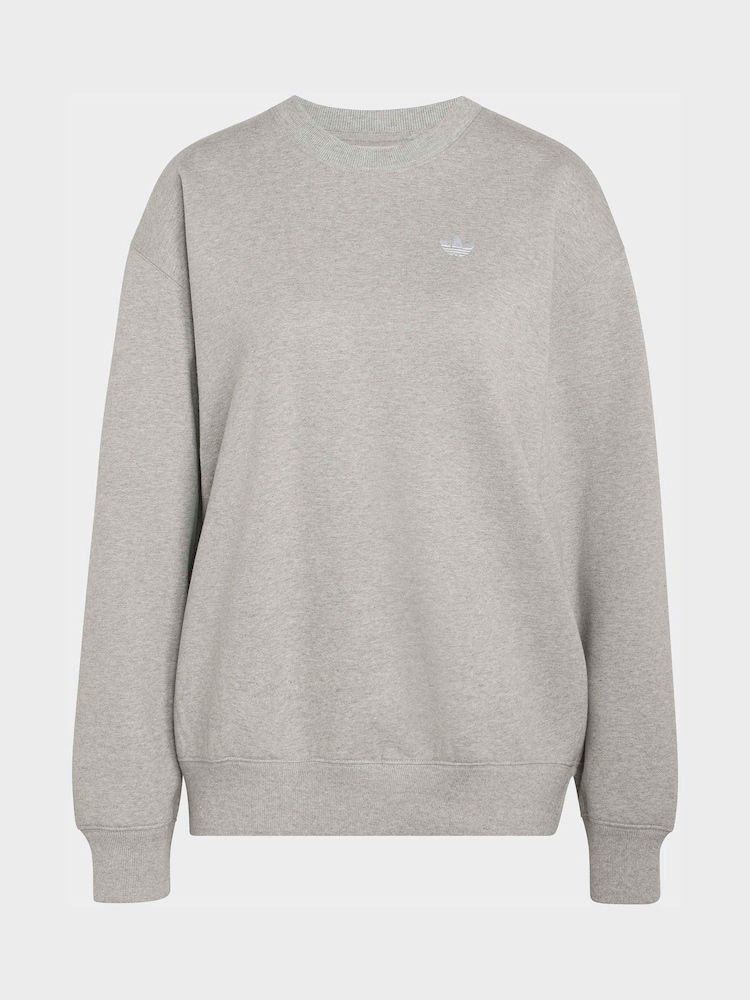 adidas Originals Grey Essentials Crew Neck Long Fleece OS Sweatshirt - Image 6 of 6