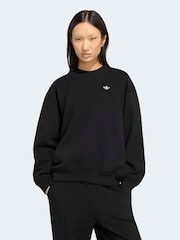 adidas Originals Black Essentials Crew Neck Long Fleece OS Sweatshirt - Image 1 of 6
