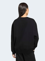 adidas Originals Black Essentials Crew Neck Long Fleece OS Sweatshirt - Image 2 of 6