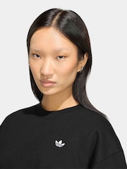 adidas Originals Black Essentials Crew Neck Long Fleece OS Sweatshirt - Image 5 of 6