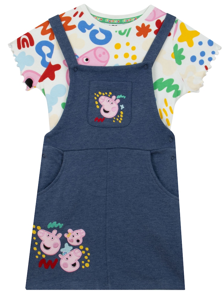 Character Blue Peppa Pig T-Shirt And Pinafore Set - Image 1 of 10