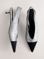 Silver Forever Comfort® Slingback Point Toe Heels - Image 1 of 9
