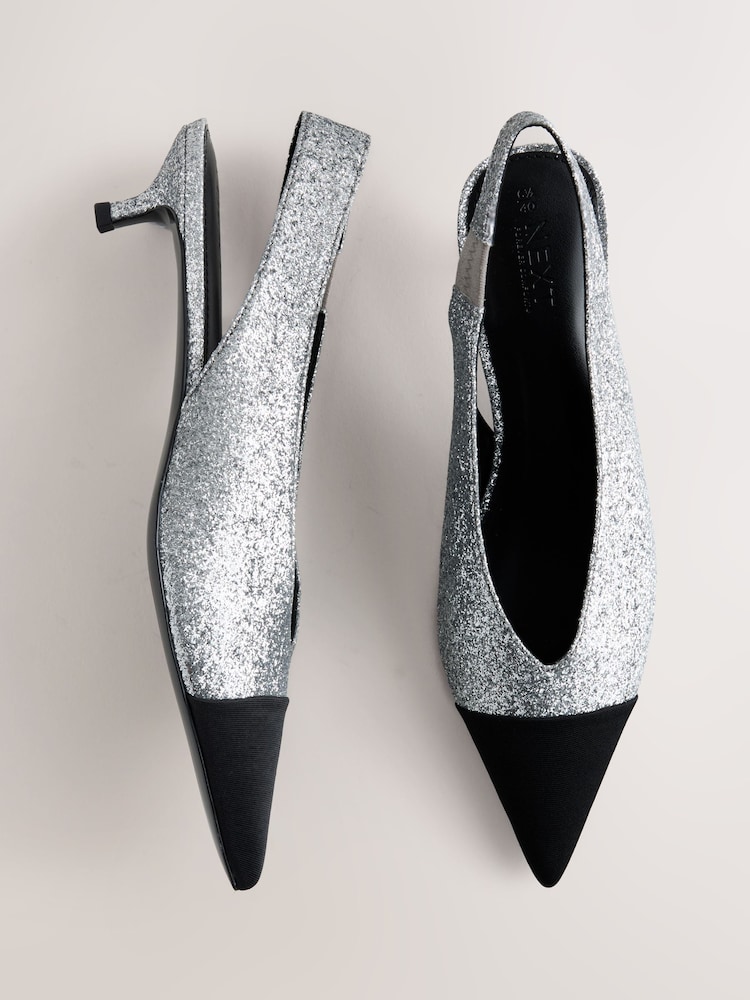 Silver Forever Comfort® Slingback Point Toe Heels - Image 1 of 9 Silver Forever Comfort® Slingback Point Toe Heels - Image 1 of 9