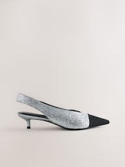 Silver Forever Comfort® Slingback Point Toe Heels - Image 6 of 9