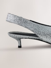 Silver Forever Comfort® Slingback Point Toe Heels - Image 7 of 9