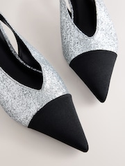 Silver Forever Comfort® Slingback Point Toe Heels - Image 8 of 9