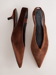 Rust Brown Velvet Forever Comfort® Slingback Point Toe Flats - Image 1 of 10